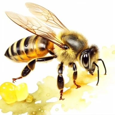 Watercolor Honey Bee Clipart, spring garden bee and honey drips clip art, WATERCOLOR