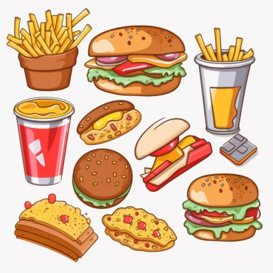 Fastfood clipart,Junk food clipart,single design,4k
