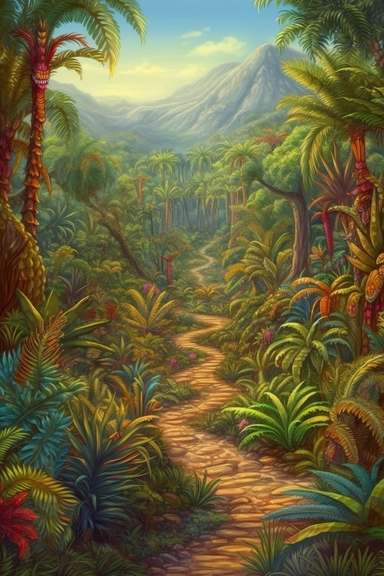 realistic clipart of aztec enchanted landscape, digital painting