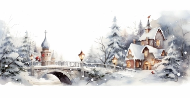 Adorable Christmas scene, clipart, disney animation style, watercolor, white background, I can’t believe how beautiful this is