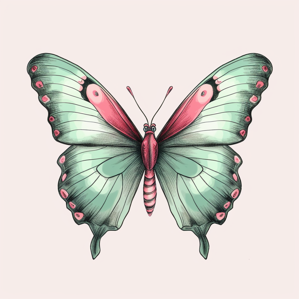 Purple butterfly drawing art Royalty Free Vector Image