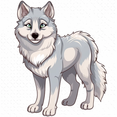 a cute realistic wolf with neutral colors, clipart style, cartoon, ar 2:3 , seed 2679078533