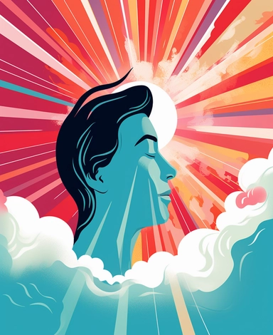better than sunshine clipart image, in the style of andrew boog faithfull, light sky-blue and light crimson, biblical iconography, kodak retina iic, illustrated advertisements, thomas heatherwick, sensitive brush strokes