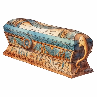 Watercolor Fantasy Ancient Egypt coffin Clipart, white background