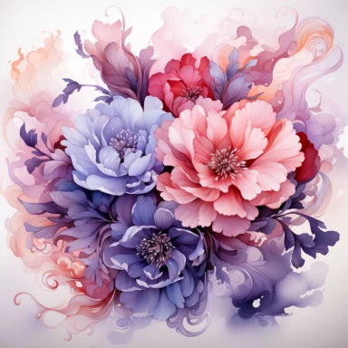 dreamlike pastel floral smoke Clipart, Watercolor, hyper realistic, intricate detail, illustration style, high resolution, on the white background