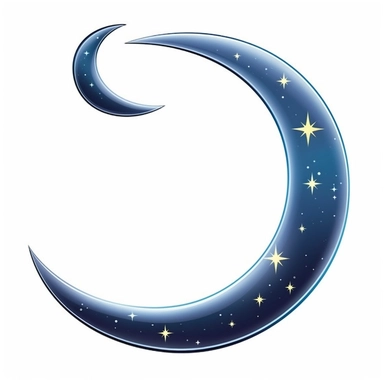 An illustration of a glowing beautiful Waning Crescent Moon against white background, outerglow, innerglow, fairytail style, white background, clipart, PNG pure white background, high resolution, best quality