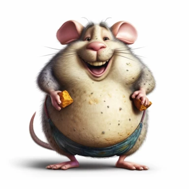 obese mouse with too much fat, clipart style, high detailed, color contrast, Super-Resolution
