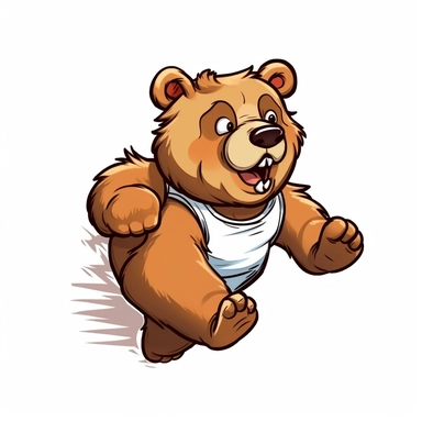 cute cartoon drawing of a bear carrying an envolope running clipart