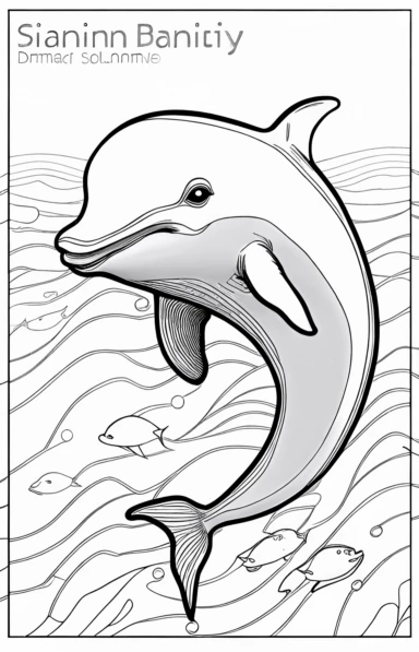 a cute dolphin swimming, black and white clipart for a kids coloring page, simple and clean, thin line art, accurate features, proportionally sized, illustration style,