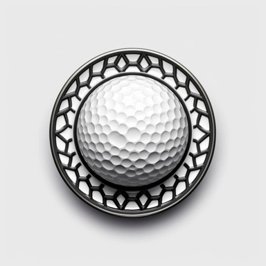 simplistic clipart golf ball marker, black and white, sticker, logo style, flat