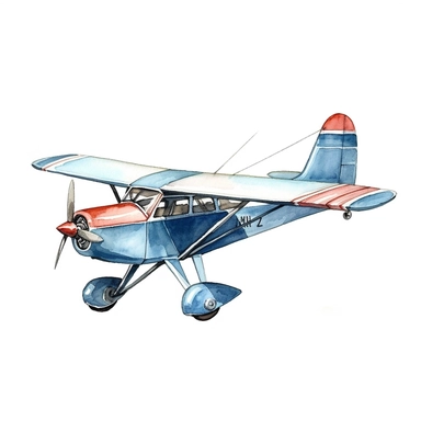 watercolor glider plane clipart with white background