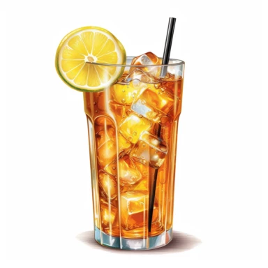 Long Island Iced Tea coctail, clipart, white background
