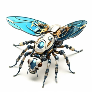 Clipart, robot flying beetle, white background