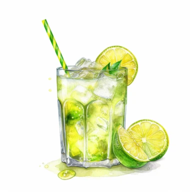 An lime fruit with a straw inserted, as if ready to be juiced or drink , Watercolor, pastels, clipart, beautiful, colourfull, png transparent white background, high resolution, no caption q4 s2