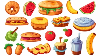 cartoon food clipart, isolated, white background, vector graphic