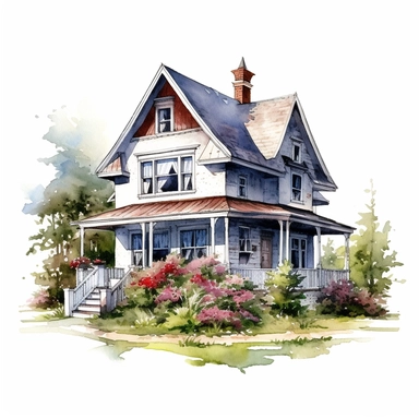 beautiful cute and happy country cottage clipart