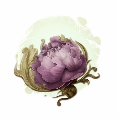 panoramic view, full view, purple, elegant, decorative, illustration clipart style, beautiful purple peony accent, sharp focus, romantic, fantasy, centered, high detail, transparent background, adjust aspect ration to see full image, (--iw 10)