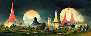 A fascinating amusement park, Clipart, by Hieronymus Bosch, Outrun
