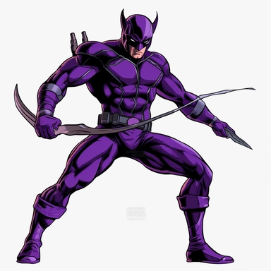 a single clipart image png graphic of a Comic V2 Vibrant Avenger Superhero Hawkeye Whole Body Pose