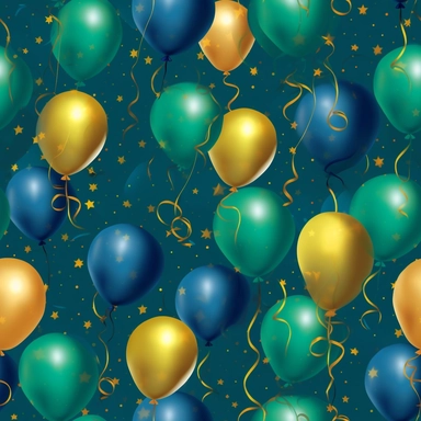 birthday balloons bright colors blue royal green gold high detail deep blue background clipart seamless tile