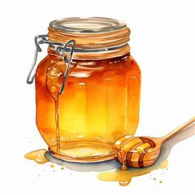 Honey jar watercolor clipart white background