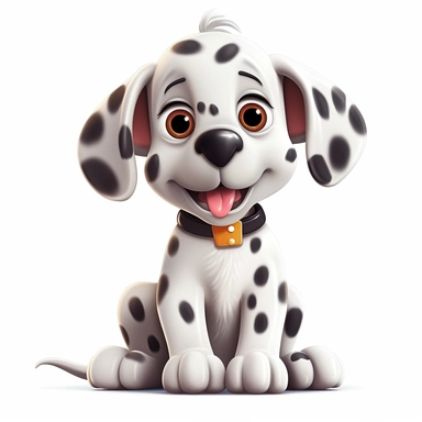 happy, cute and beautiful Dalmatian puppy Clipart, painted puppy clipart, puppy illustration, white background