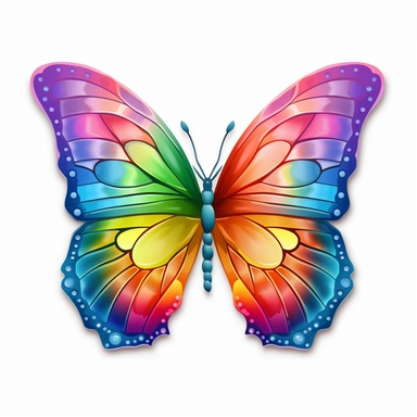 2D Clipart, Cute rainbow butterfly, no shadow