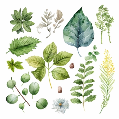 clipart illustration aquarell Weide: Weiden haben eine silbrige, schimmernde Rinde und schlaksige Zweige, die sich oft biegen und verflochten sind. Die Blätter sind dünn und länglich und haben eine helle, frische grüne Farbe. Weiden einen beruhigenden und beruhigenden Einfluss auf ihre Umgebung haben.