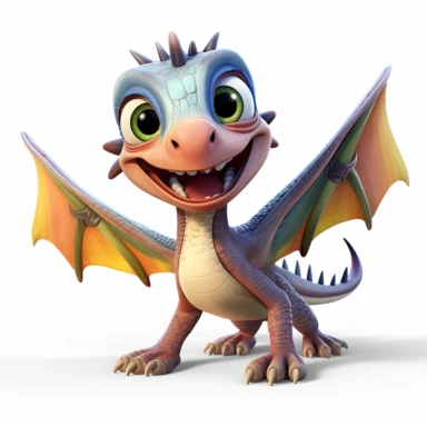 clipart, cartoon Dimorphodon, in the style of imax, playful and lighthearted compositions, childlike innocence and charm, uhd image, realistic and hyper-detailed renderings, movie still, utilizes, white background