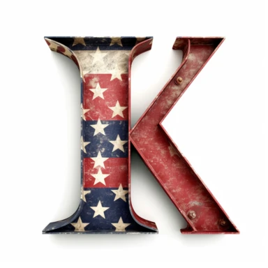 letter K, 4th July, American holiday, clipart, white background