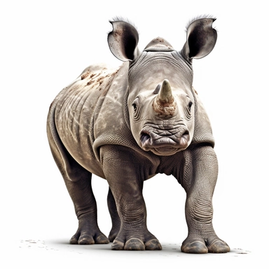 rhinoceros safari baby animal photorealistic clipart,on white background