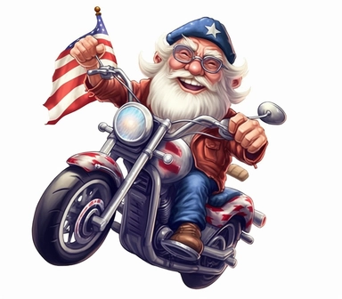 Cute Beautiful Patriot Grandpa On Motorbike clipart,Cartoon, hyper realistic, intricate detail, illustration style,high solution, , 32k resolution, ultra high definition