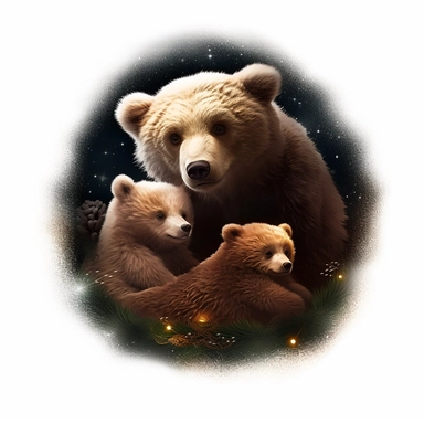 flat lay, png image, clip art: : christmas, celestial, moon, mother bear and baby bear,professional lighting,cinematic lighting, long shadows, saturated contrast, hyperdetailed,32k,v--5.0