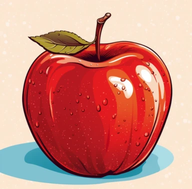 red apple red apple clipart, in the style of colored cartoon style, simplified line work, akihiko yoshida, flat perspective, digitally enhanced, eye-catching, nature morte