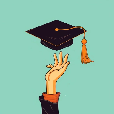 simple clip art style vector art style low detail throwing graduation cap