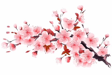 Clean, floral design in a white background, clip art, Cherry Blossom, vector art