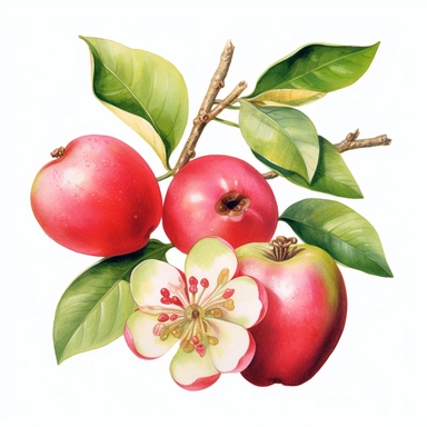 An endearing watercolor Malay Apple, Rose Apple, and Bell Fruit clipart of Malay Apple, Rose Apple, and Bell friuit, cut in differet style 300DPI