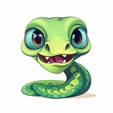 fantasy happy cute cobra face, cartoon, clipart, mascot, isolated on white background