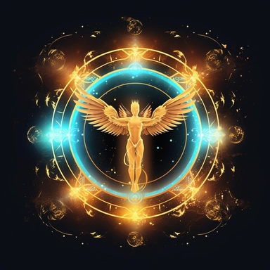 trasparent background abstract symbol simple faction D&D TTRPG angel halo figure magic circle with symbols, svg clipart magic tattoo abstract glowing halo golden space station, purifying fire glow