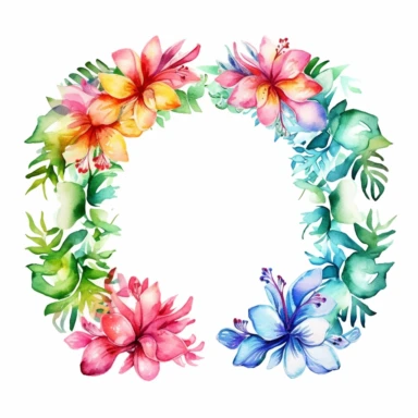watercolor lei clipart on white background /fast