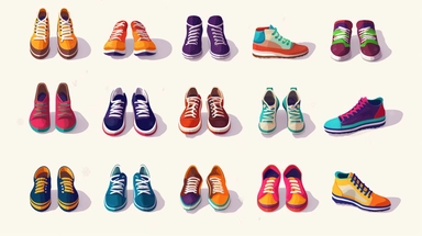 Shoes vector clipart vector Shoes cute collection, in the style of #screenshotsaturday, flat areas of color, flat color blocks, 1970–present, rough-edged 2d animation, lightbox, colorful animation stills