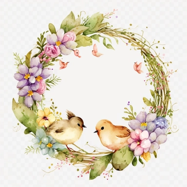 Easter wreath, Disney animation, watercolor, clipart, white background, no background, clipartmax,