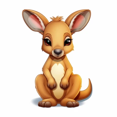 Cute kangaroo, crisp edges, clipart, white background