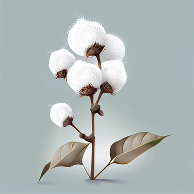clipart, vector, white cotton ball plant stems, on white background, extreme detail, photo realistic, 8k