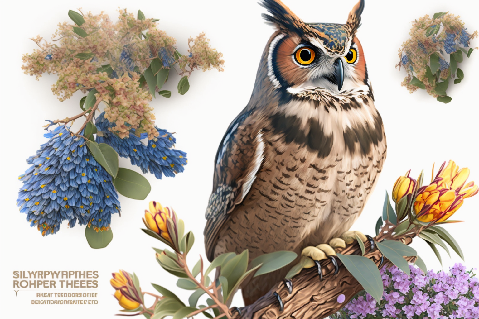 horned owl cliparts