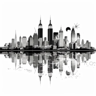 New York skyline outline clipart design in white background