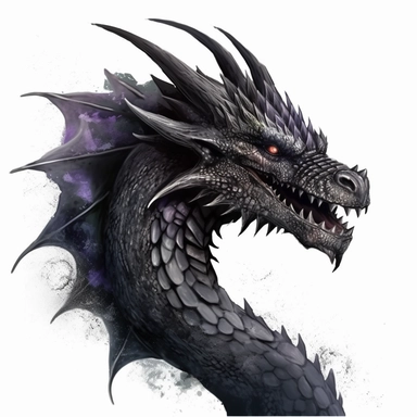 fearsome dragon clipart, on white background, no shadow, no overlapping, only head and neck, gothic fearless dark