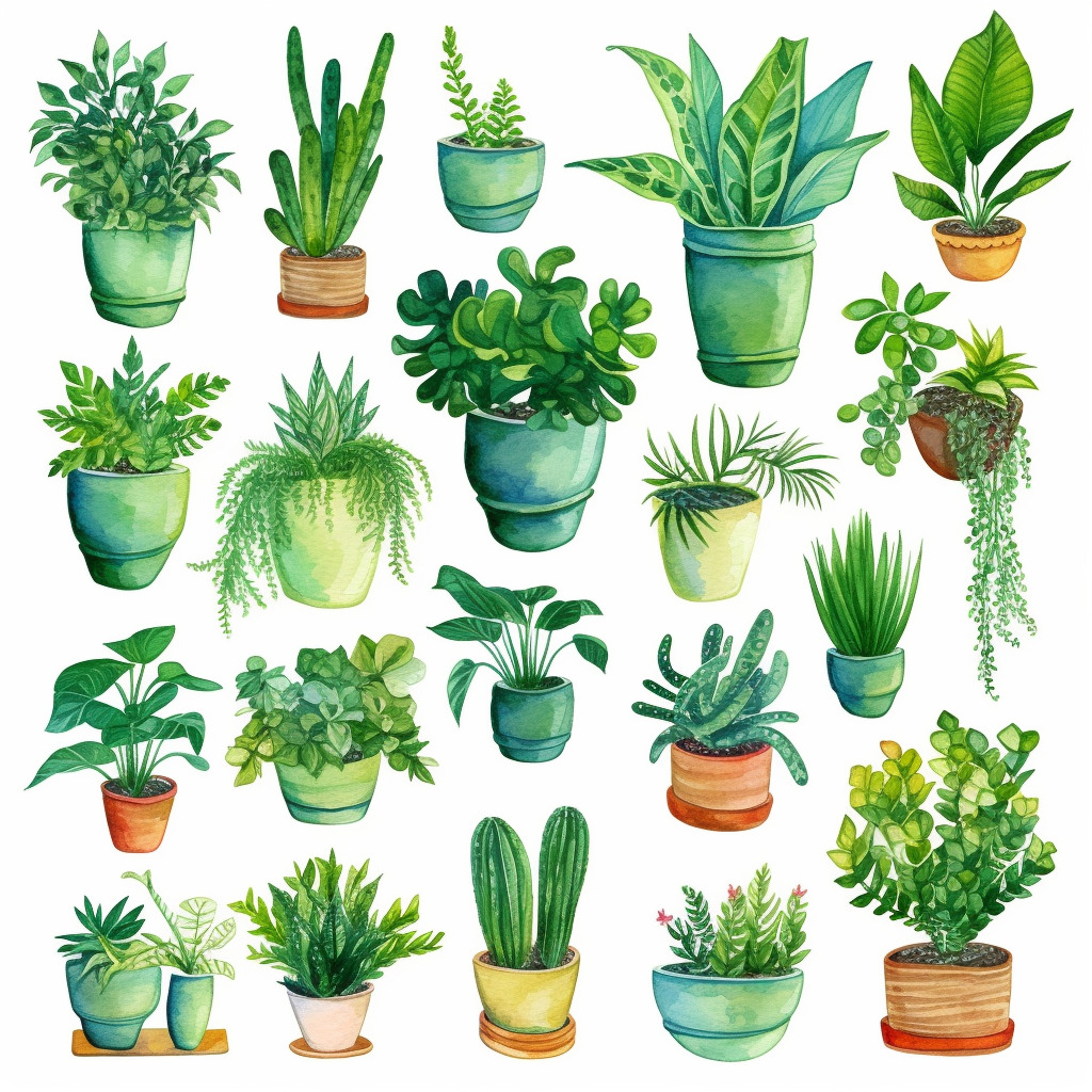 Watercolor House Plants Clipart. Indoor Plants Elements. Monstera ...