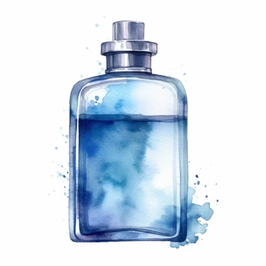 watercolor blue lotion bottle clipart on white background