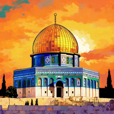 Dome of the Rock Jerusalem with background, Abstract clipart colorful